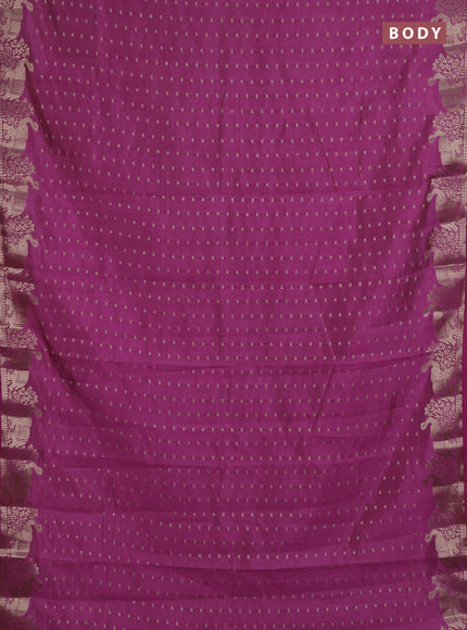 Semi raw silk saree rani pink with allover zari woven 1000 buttas and zari woven border