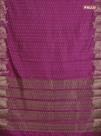 Semi raw silk saree rani pink with allover zari woven 1000 buttas and zari woven border
