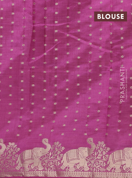 Semi raw silk saree rani pink with allover zari woven 1000 buttas and zari woven border