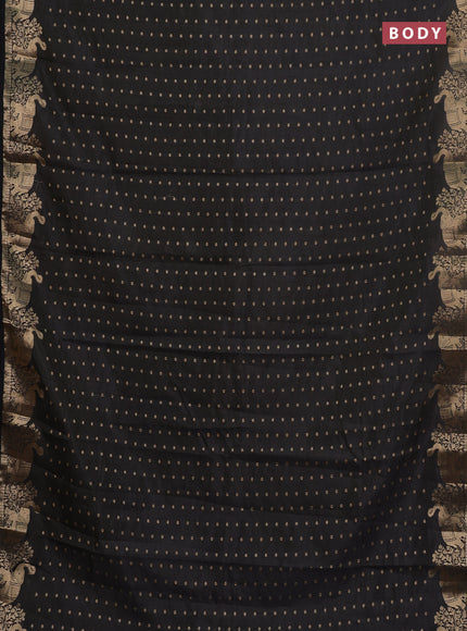 Semi raw silk saree black with allover zari woven 1000 buttas and zari woven border