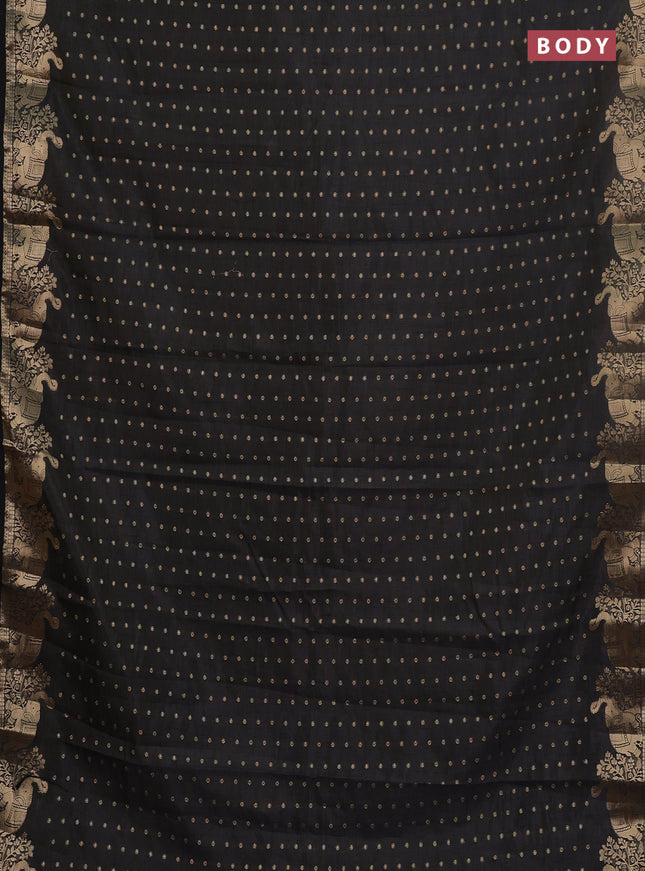 Semi raw silk saree black with allover zari woven 1000 buttas and zari woven border