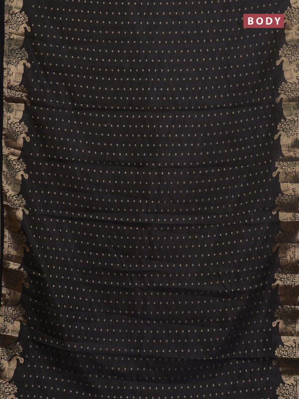 Semi raw silk saree black with allover zari woven 1000 buttas and zari woven border