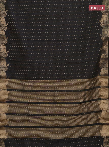 Semi raw silk saree black with allover zari woven 1000 buttas and zari woven border