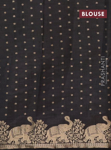 Semi raw silk saree black with allover zari woven 1000 buttas and zari woven border