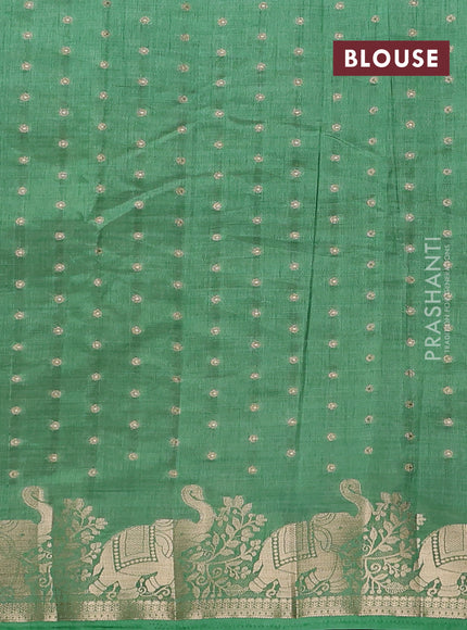Semi raw silk saree pastel green with allover zari woven 1000 buttas and zari woven border