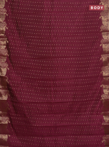 Semi raw silk saree maroon with allover zari woven 1000 buttas and zari woven border