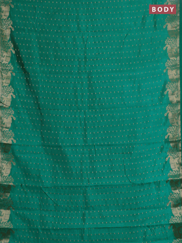 Semi raw silk saree teal green with allover zari woven 1000 buttas and zari woven border