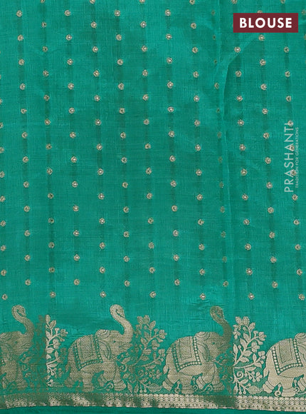 Semi raw silk saree teal green with allover zari woven 1000 buttas and zari woven border