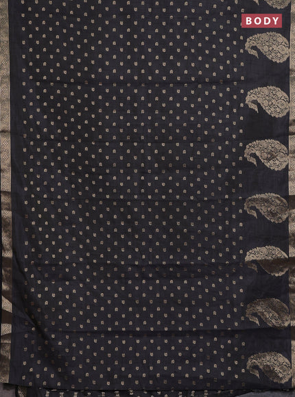 Semi raw silk saree black with allover zari woven 1000 buttas and zari woven border