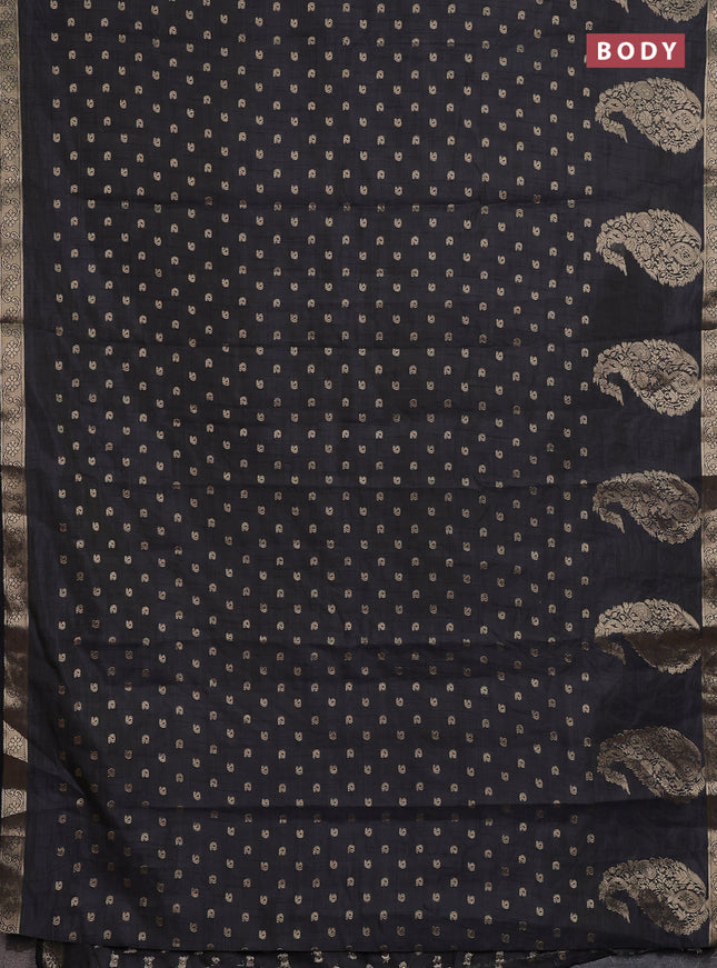Semi raw silk saree black with allover zari woven 1000 buttas and zari woven border