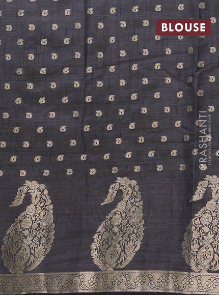 Semi raw silk saree black with allover zari woven 1000 buttas and zari woven border