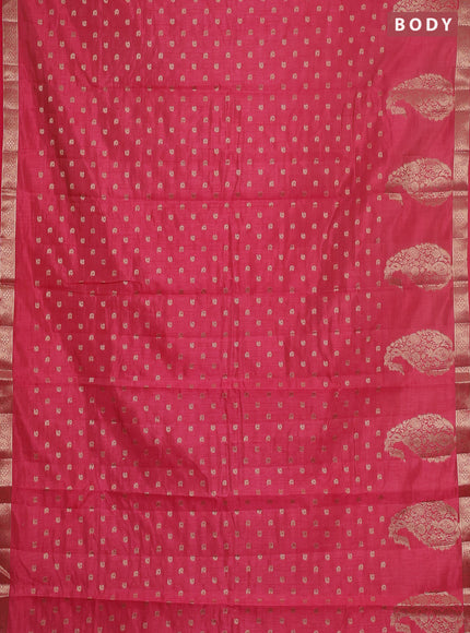 Semi raw silk saree pink with allover zari woven 1000 buttas and zari woven border