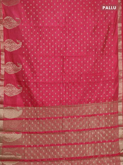 Semi raw silk saree pink with allover zari woven 1000 buttas and zari woven border