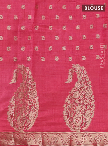 Semi raw silk saree pink with allover zari woven 1000 buttas and zari woven border