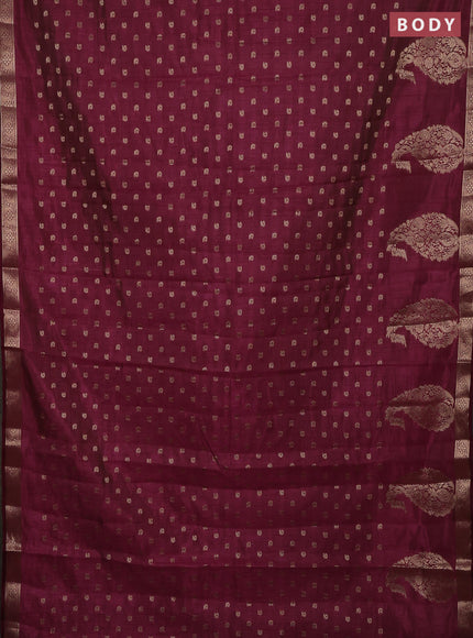 Semi raw silk saree maroon with allover zari woven 1000 buttas and zari woven border
