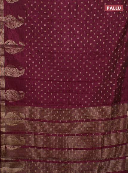 Semi raw silk saree maroon with allover zari woven 1000 buttas and zari woven border