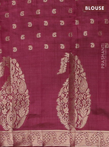 Semi raw silk saree maroon with allover zari woven 1000 buttas and zari woven border