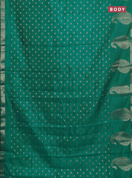Semi raw silk saree teal blue with allover zari woven 1000 buttas and zari woven border