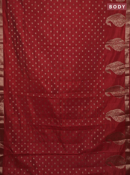 Semi raw silk saree red with allover zari woven 1000 buttas and zari woven border