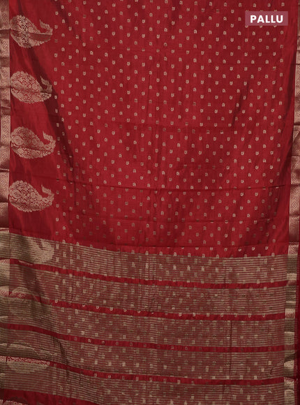 Semi raw silk saree red with allover zari woven 1000 buttas and zari woven border