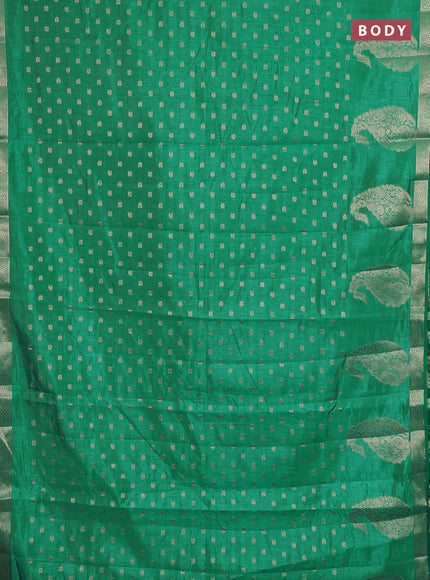 Semi raw silk saree teal green with allover zari woven 1000 buttas and zari woven border