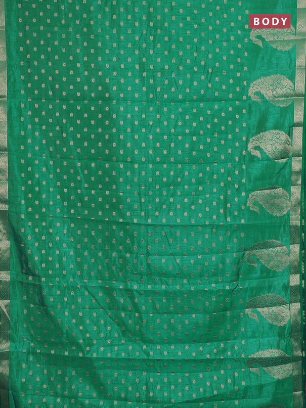 Semi raw silk saree teal green with allover zari woven 1000 buttas and zari woven border