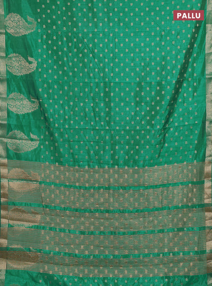 Semi raw silk saree teal green with allover zari woven 1000 buttas and zari woven border