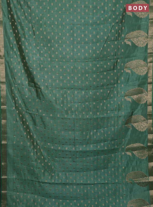 Semi raw silk saree pastel green with allover zari woven 1000 buttas and zari woven border