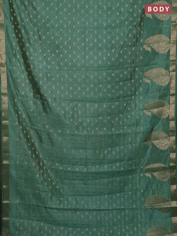Semi raw silk saree pastel green with allover zari woven 1000 buttas and zari woven border