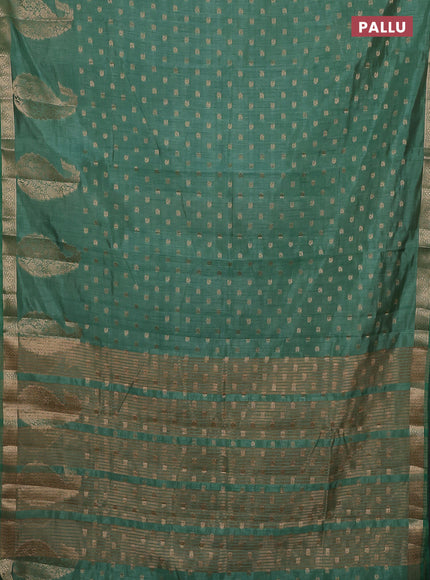 Semi raw silk saree pastel green with allover zari woven 1000 buttas and zari woven border