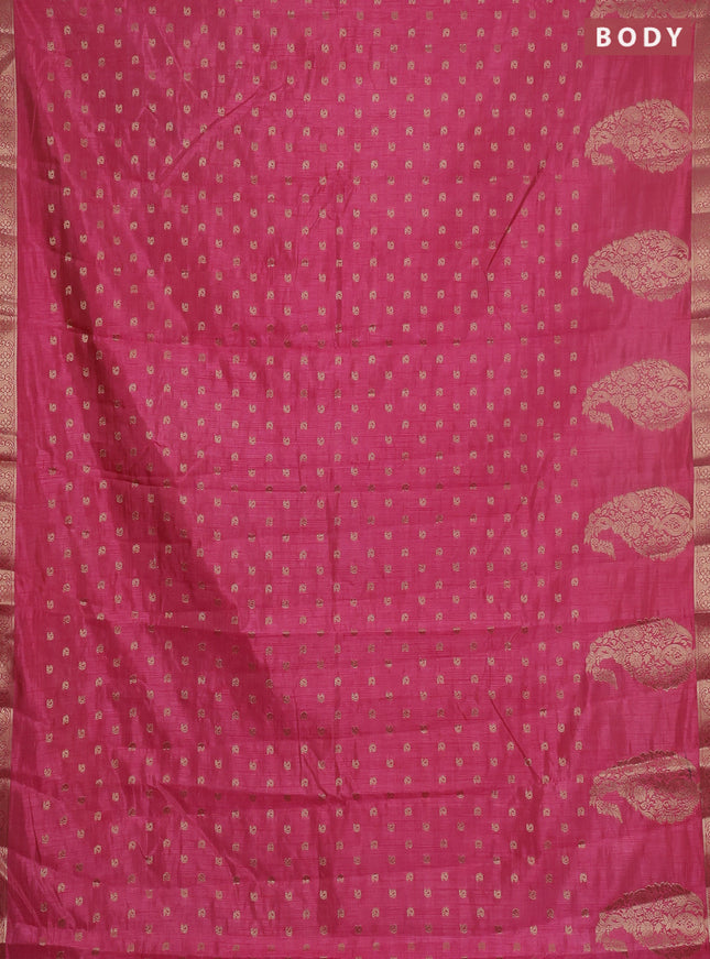 Semi raw silk saree pink with allover zari woven 1000 buttas and zari woven border