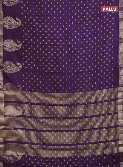 Semi raw silk saree purple with allover zari woven 1000 buttas and zari woven border
