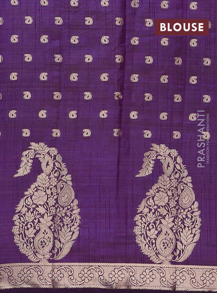 Semi raw silk saree purple with allover zari woven 1000 buttas and zari woven border