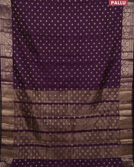 Semi raw silk saree purple with allover zari woven 1000 buttas and zari woven border