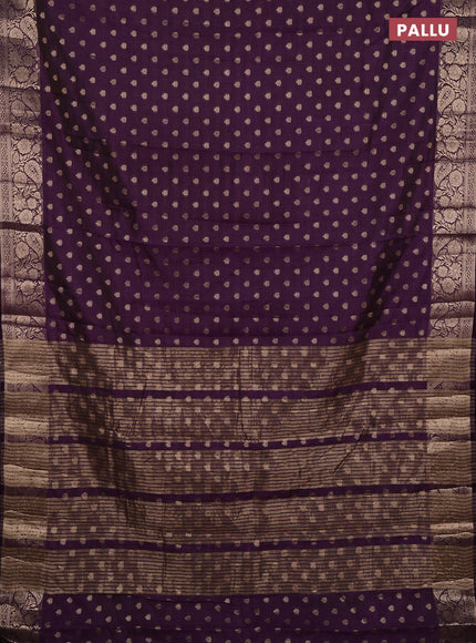 Semi raw silk saree purple with allover zari woven 1000 buttas and zari woven border