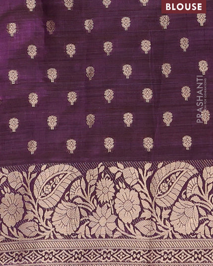 Semi raw silk saree purple with allover zari woven 1000 buttas and zari woven border
