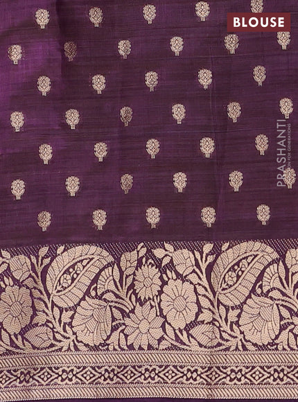 Semi raw silk saree purple with allover zari woven 1000 buttas and zari woven border