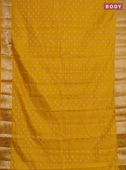 Semi raw silk saree yellow with allover zari woven 1000 buttas and zari woven border