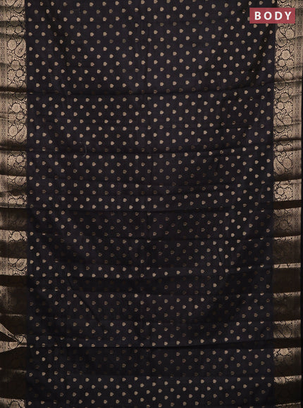 Semi raw silk saree black with allover zari woven 1000 buttas and zari woven border