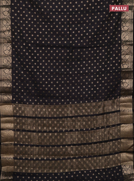 Semi raw silk saree black with allover zari woven 1000 buttas and zari woven border