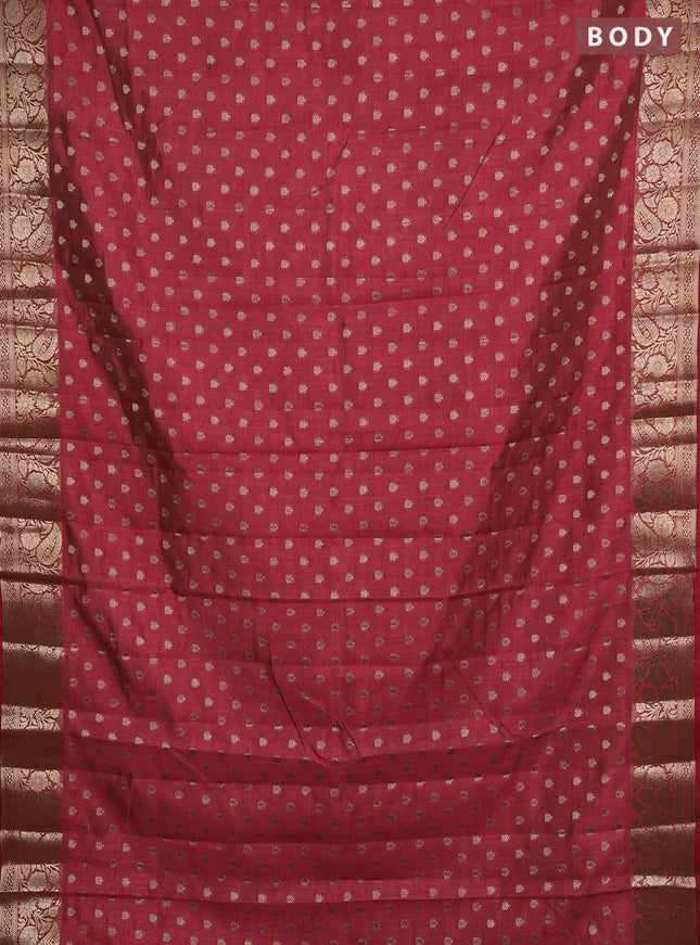 Semi raw silk saree pink with allover zari woven 1000 buttas and zari woven border