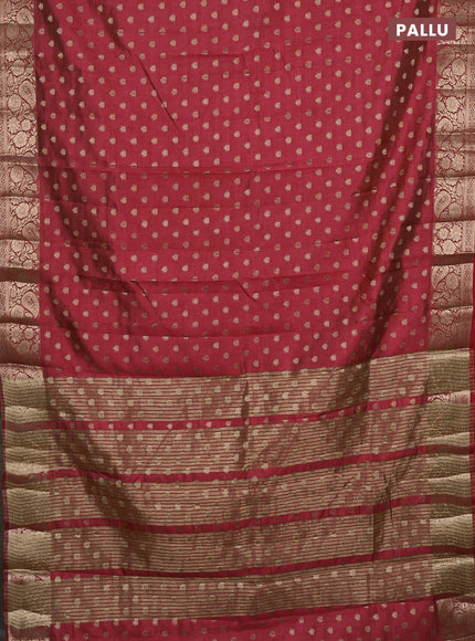 Semi raw silk saree pink with allover zari woven 1000 buttas and zari woven border