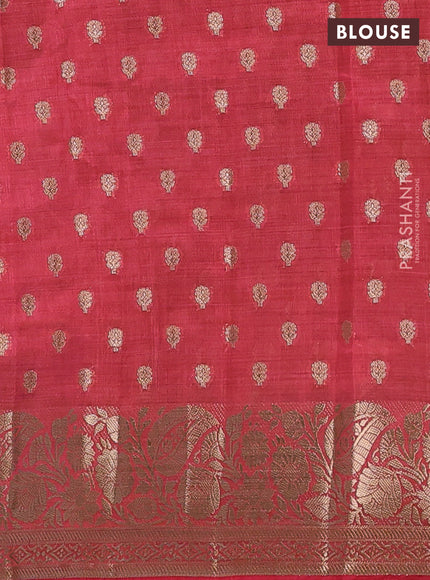 Semi raw silk saree pink with allover zari woven 1000 buttas and zari woven border