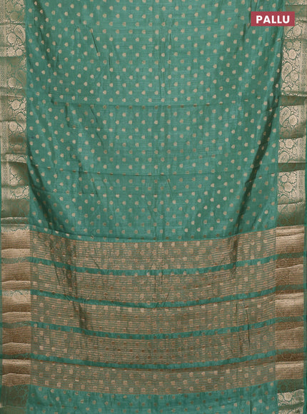 Semi raw silk saree pastel green with allover zari woven 1000 buttas and zari woven border