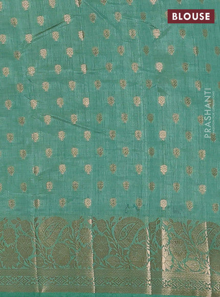 Semi raw silk saree pastel green with allover zari woven 1000 buttas and zari woven border