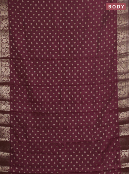 Semi raw silk saree maroon with allover zari woven 1000 buttas and zari woven border