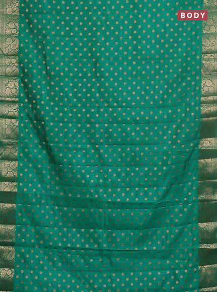 Semi raw silk saree teal green with allover zari woven 1000 buttas and zari woven border