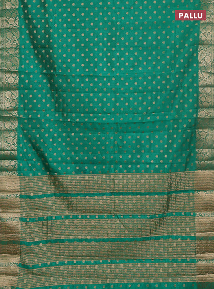 Semi raw silk saree teal green with allover zari woven 1000 buttas and zari woven border