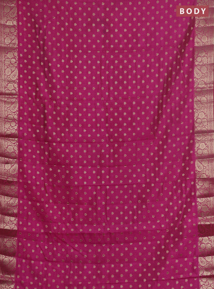 Semi raw silk saree rani pink with allover zari woven 1000 buttas and zari woven border
