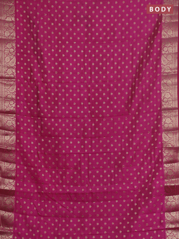 Semi raw silk saree rani pink with allover zari woven 1000 buttas and zari woven border